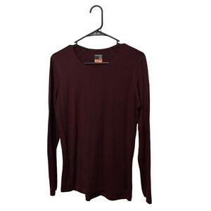 Icebreaker Merino 200 Shirt Women XL Burgundy Base Layer Long Sleeve Wool Top